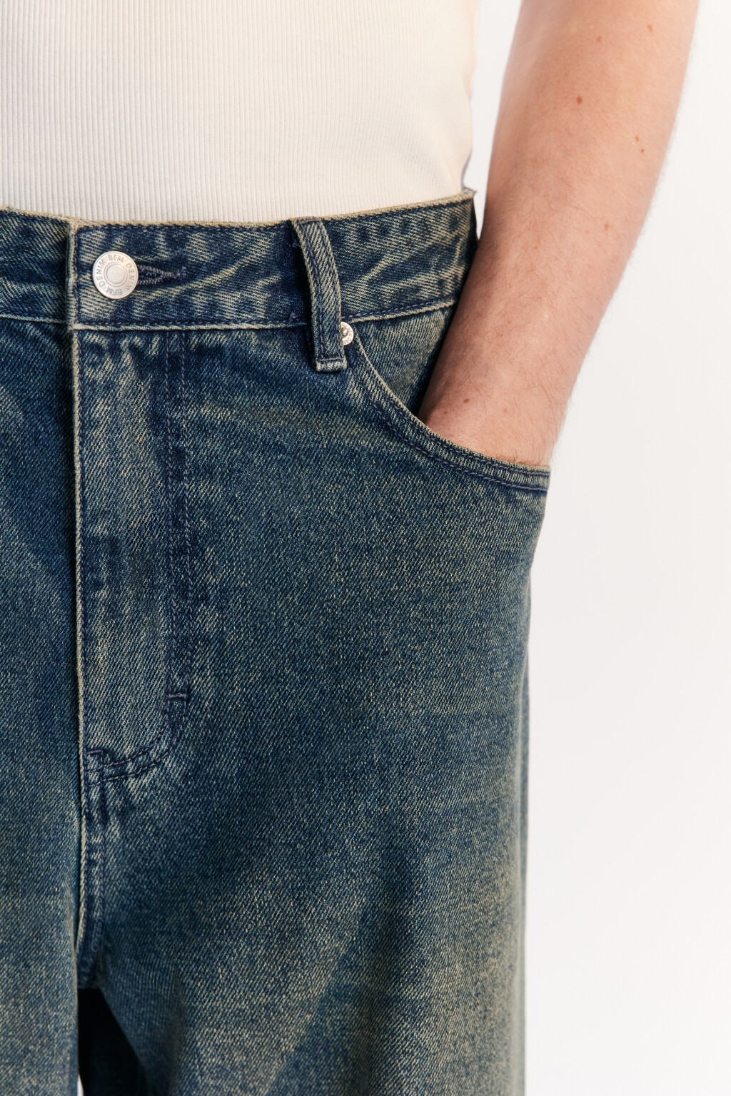 Джинсы baggy fit широкие со стиркой - цвет голубой - 6