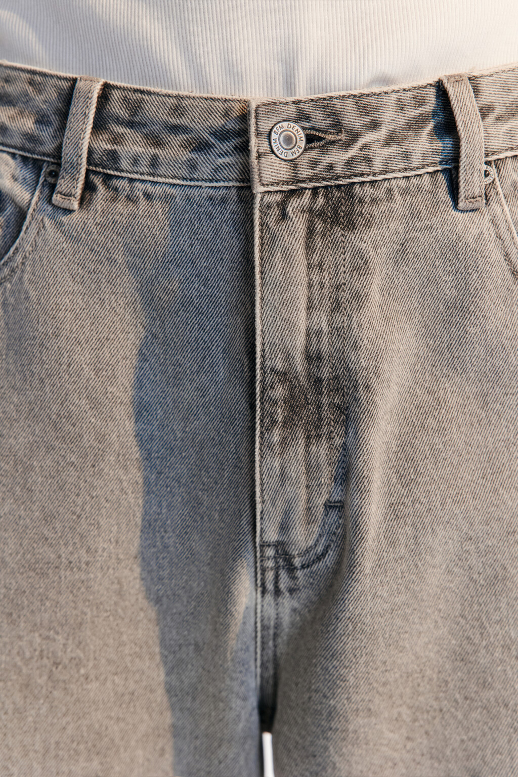 Джинсы baggy fit широкие со стиркой - цвет серый - 5