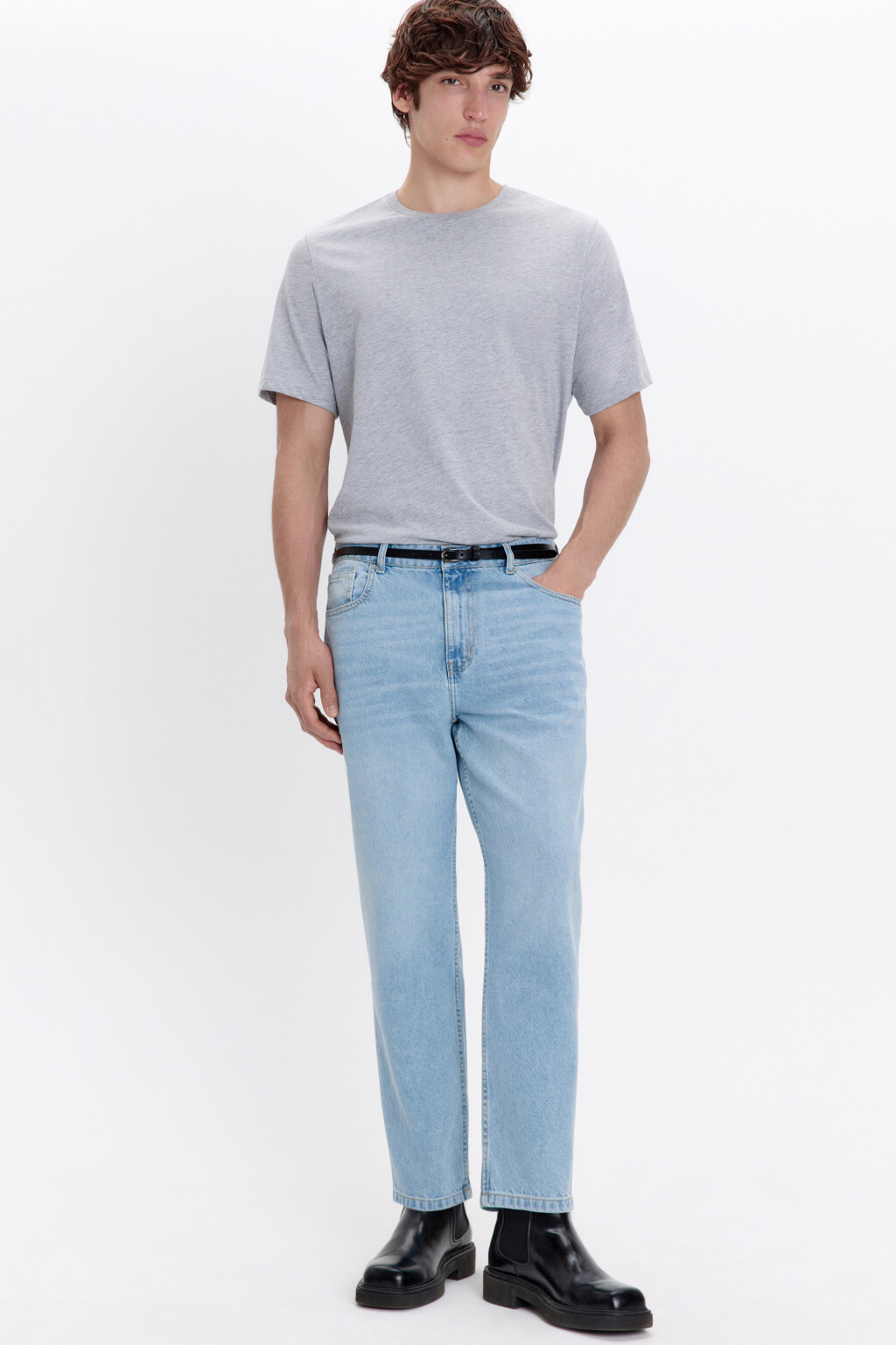 Джинсы зауженные со средней посадкой - цвет голубой - 1