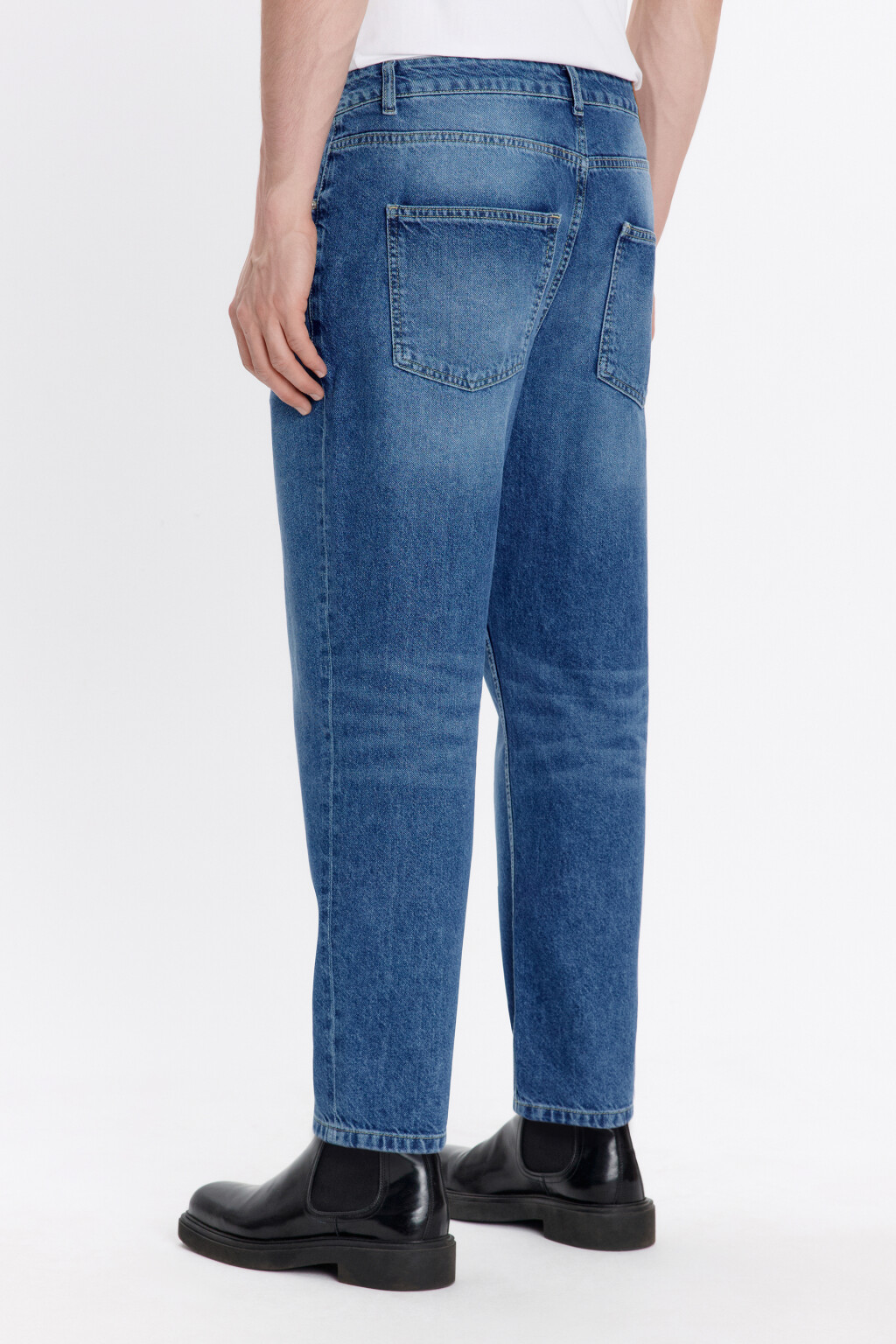 Джинсы зауженные со средней посадкой - цвет голубой - 3