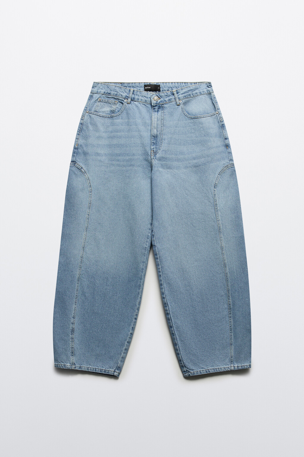 Джинсы широкие с декоративными швами - цвет голубой - 7