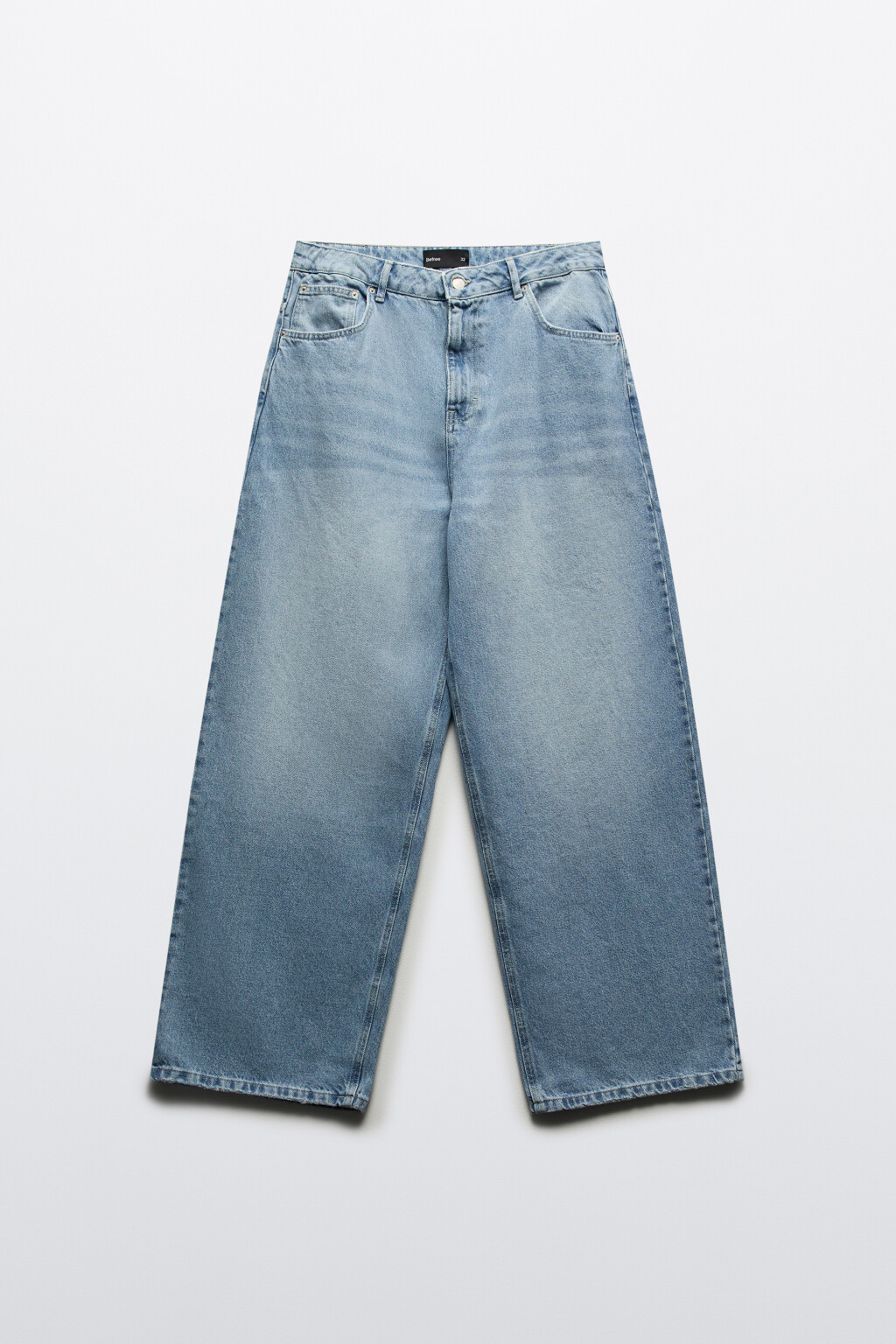Джинсы широкие с вареным эффектом - цвет голубой - 7