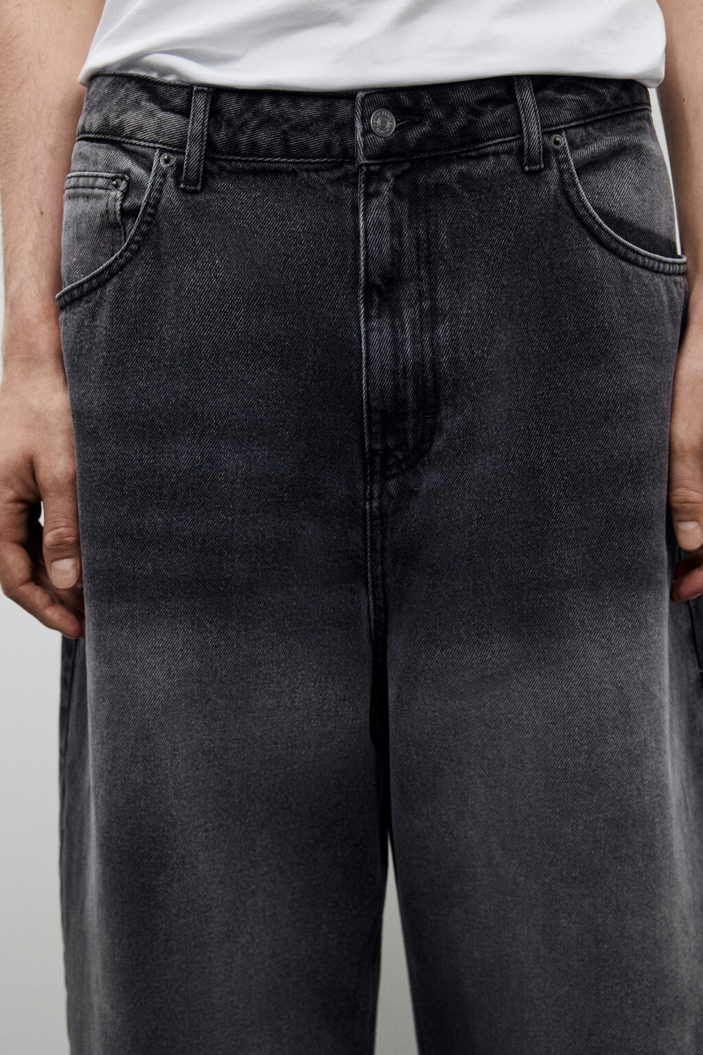 Джинсы широкие с вареным эффектом - цвет серый - 5