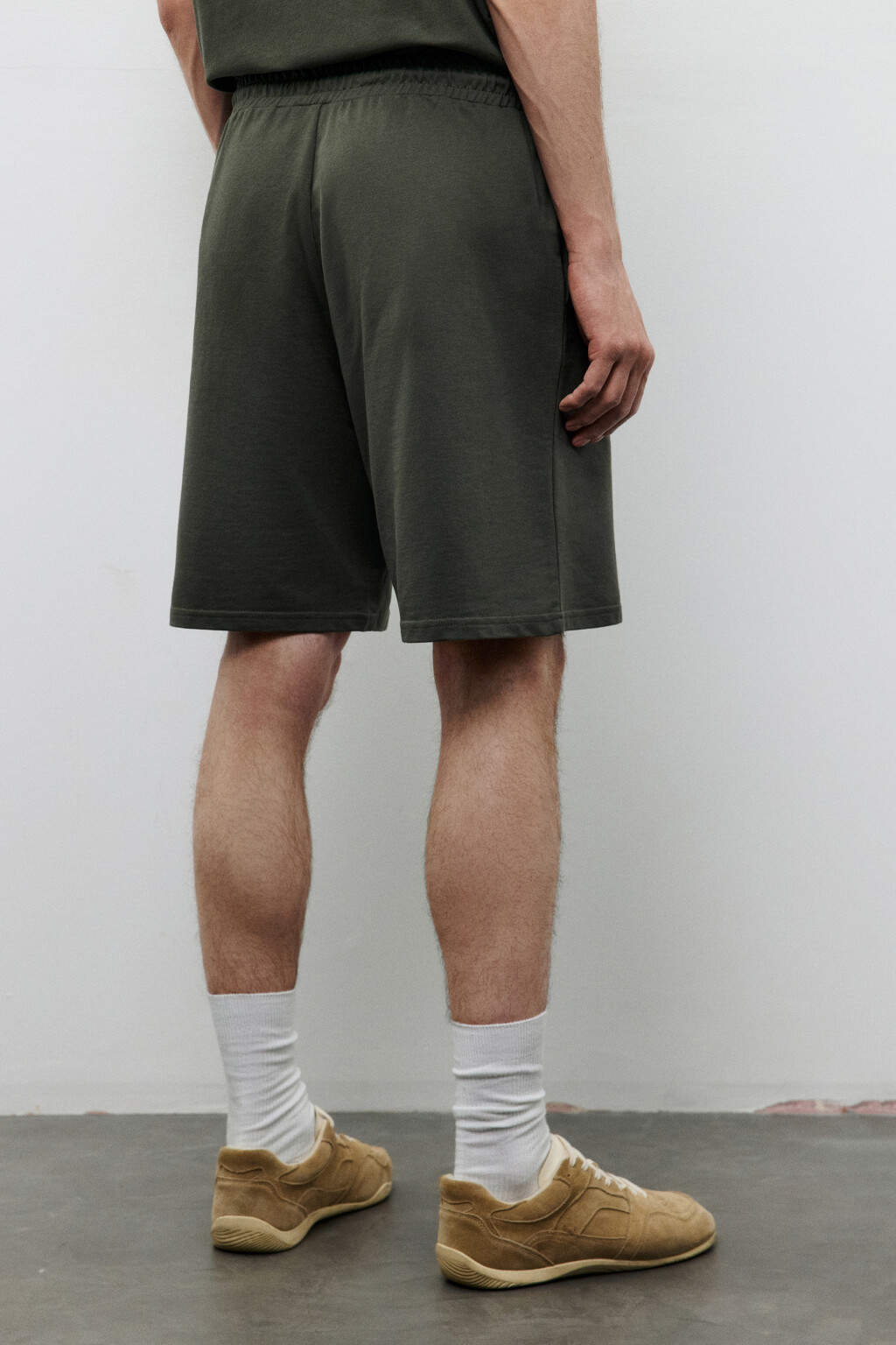 Шорты хлопковые с поясом на завязках - цвет зеленый - 3