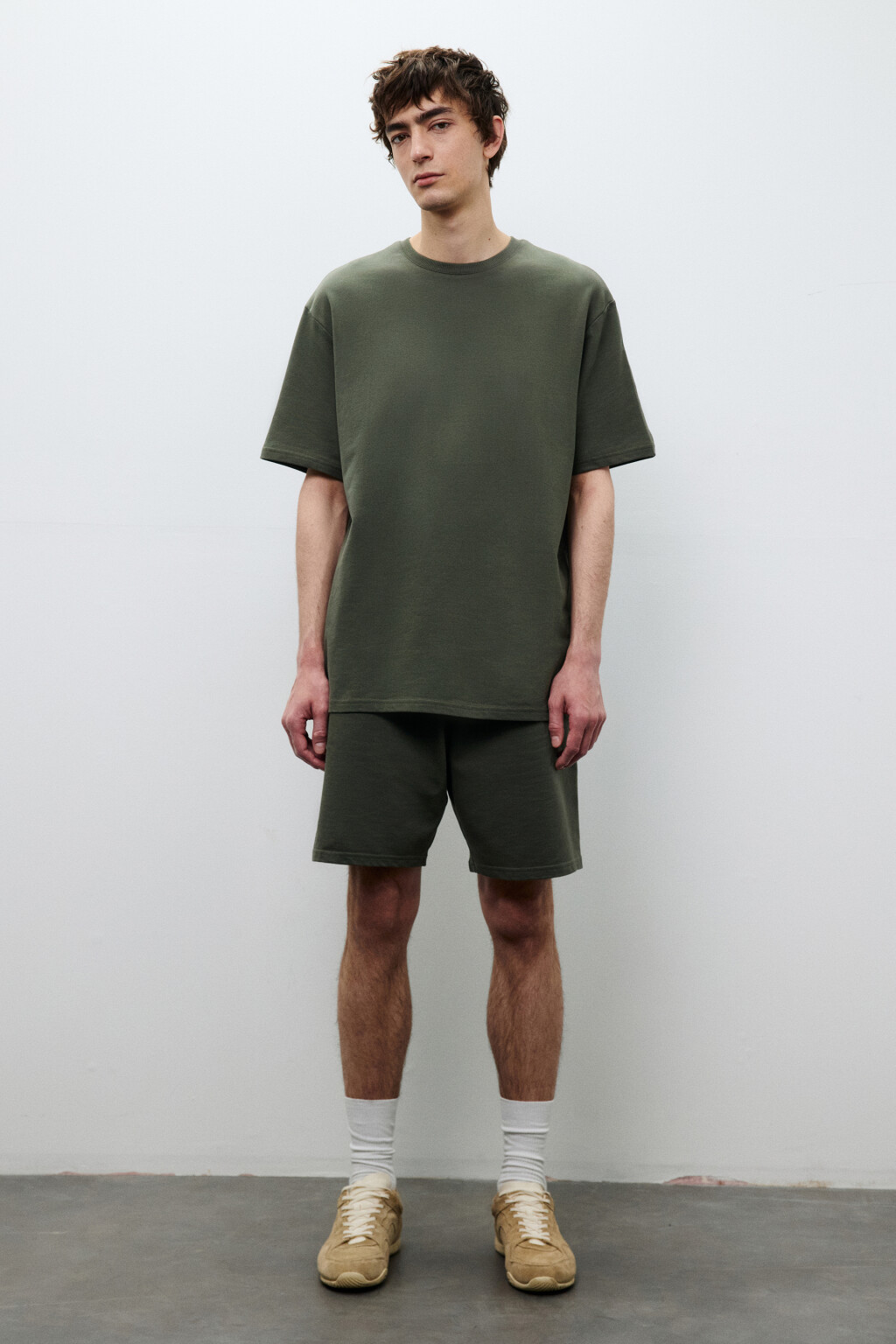 Шорты хлопковые с поясом на завязках - цвет зеленый - 4