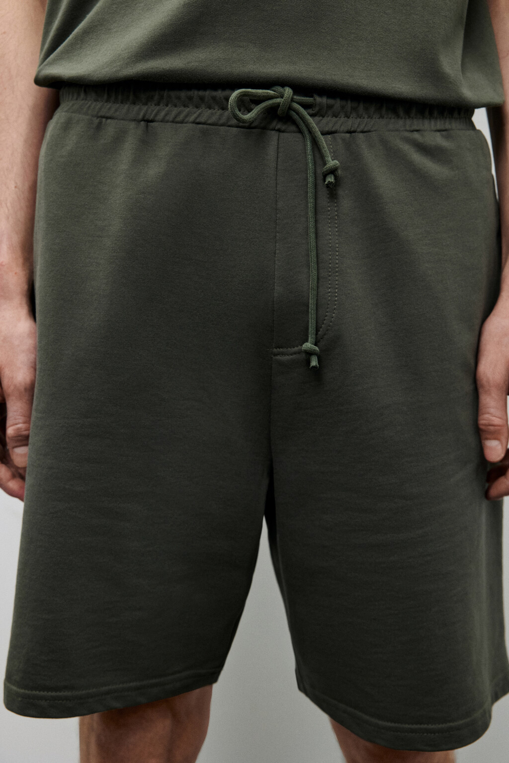 Шорты хлопковые с поясом на завязках - цвет зеленый - 5