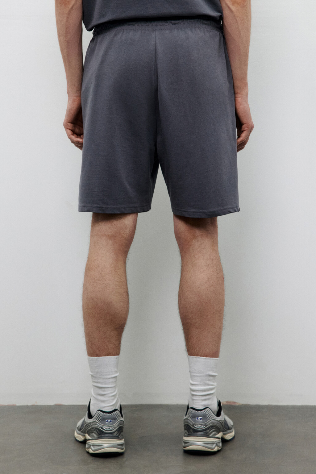 Шорты хлопковые с поясом на завязках - цвет серый - 3