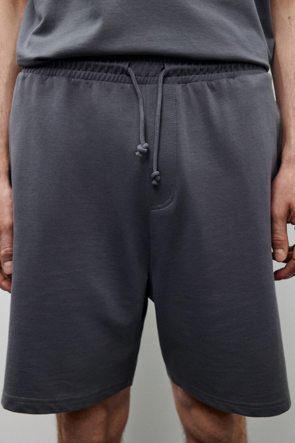 Шорты хлопковые с поясом на завязках - цвет серый - 5