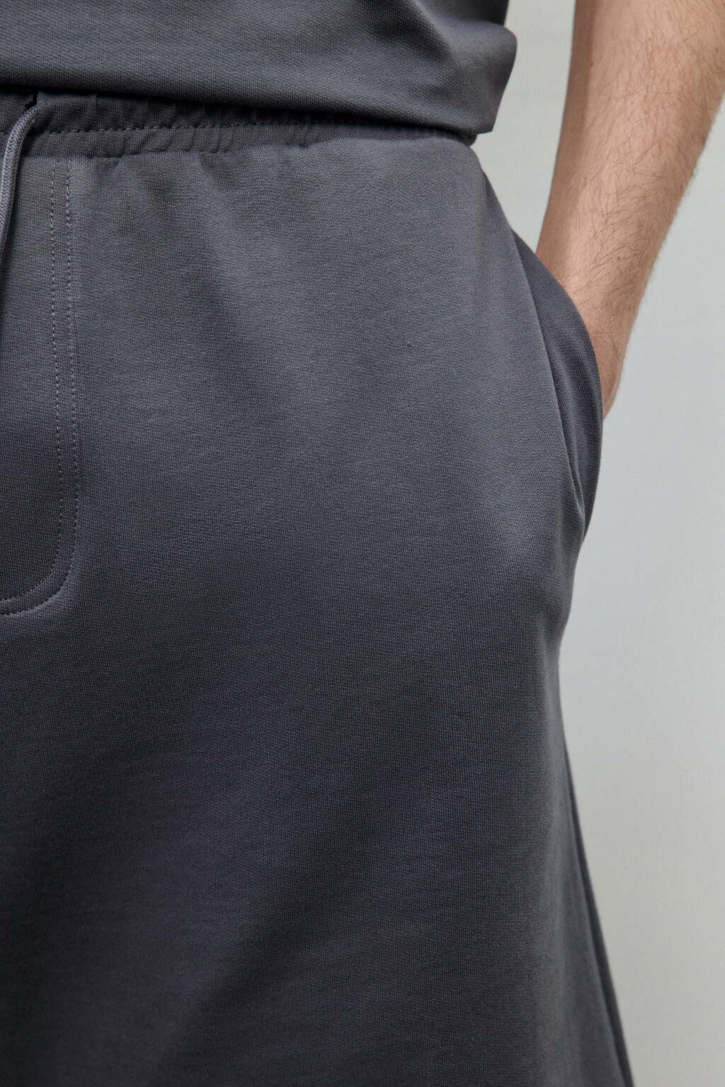 Шорты хлопковые с поясом на завязках - цвет серый - 6