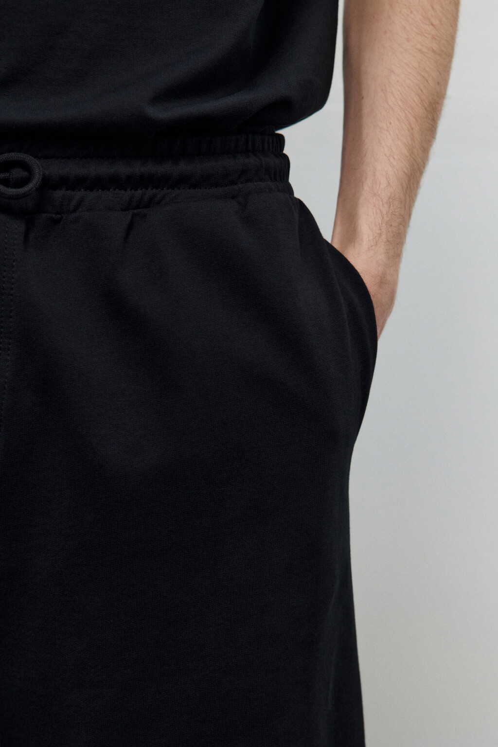 Шорты хлопковые с поясом на завязках - цвет черный - 6