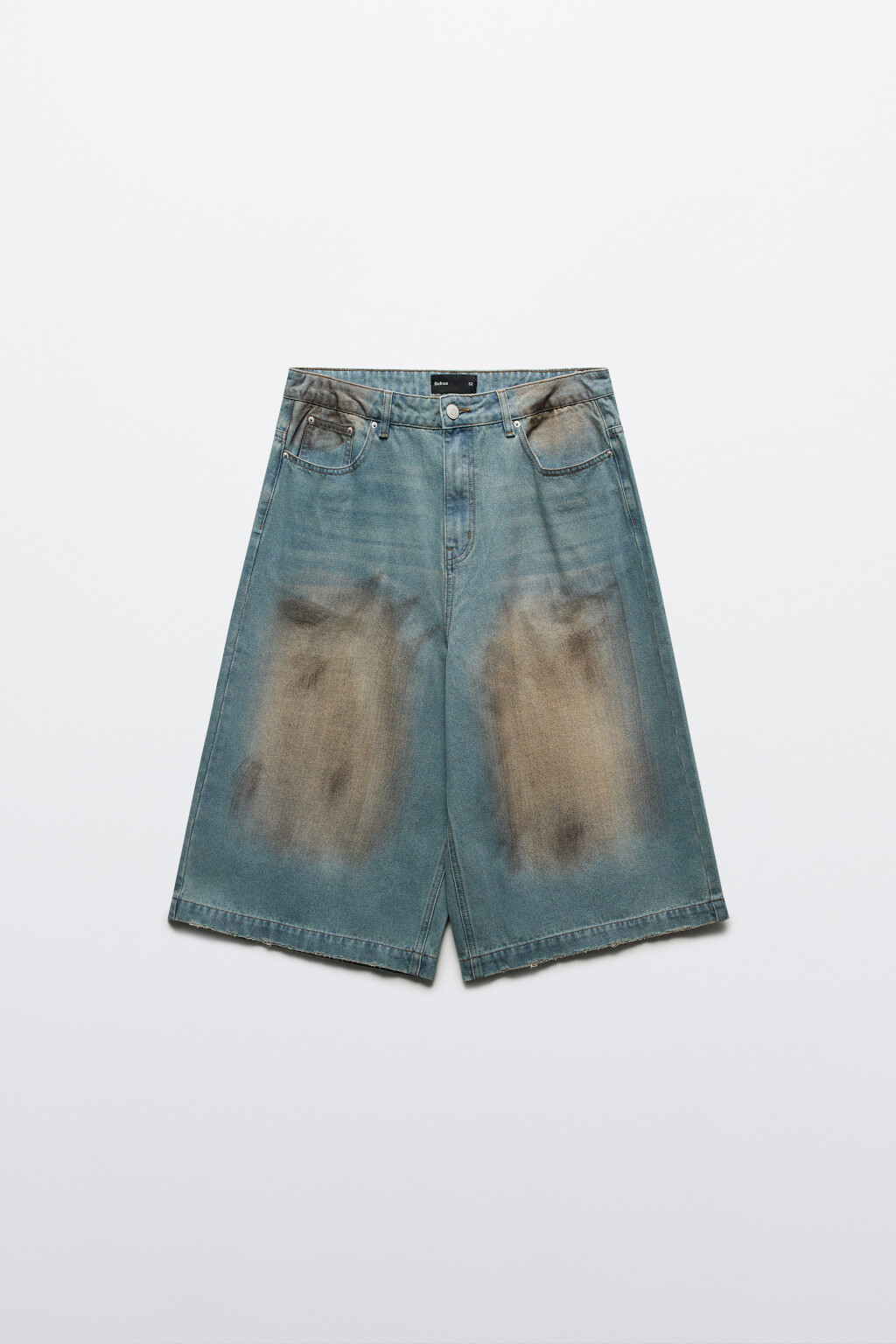 Джортсы широкие с эффектом dirty denim - цвет голубой - 7