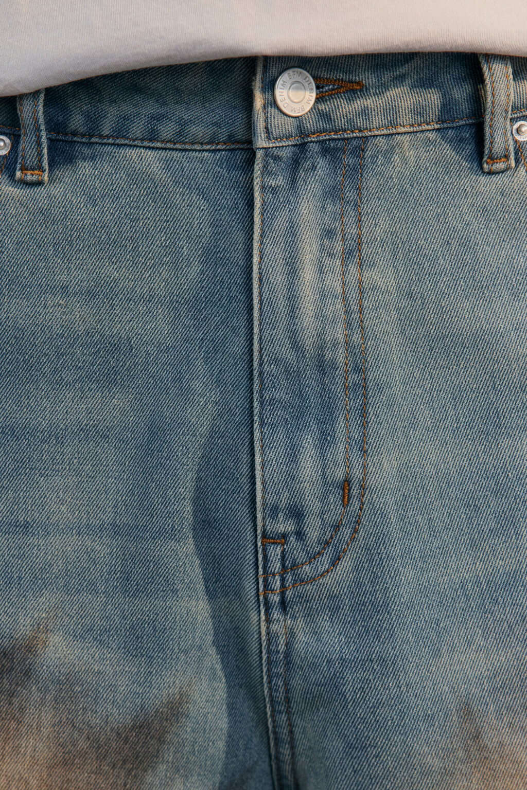 Джортсы широкие с эффектом dirty denim - цвет голубой - 5