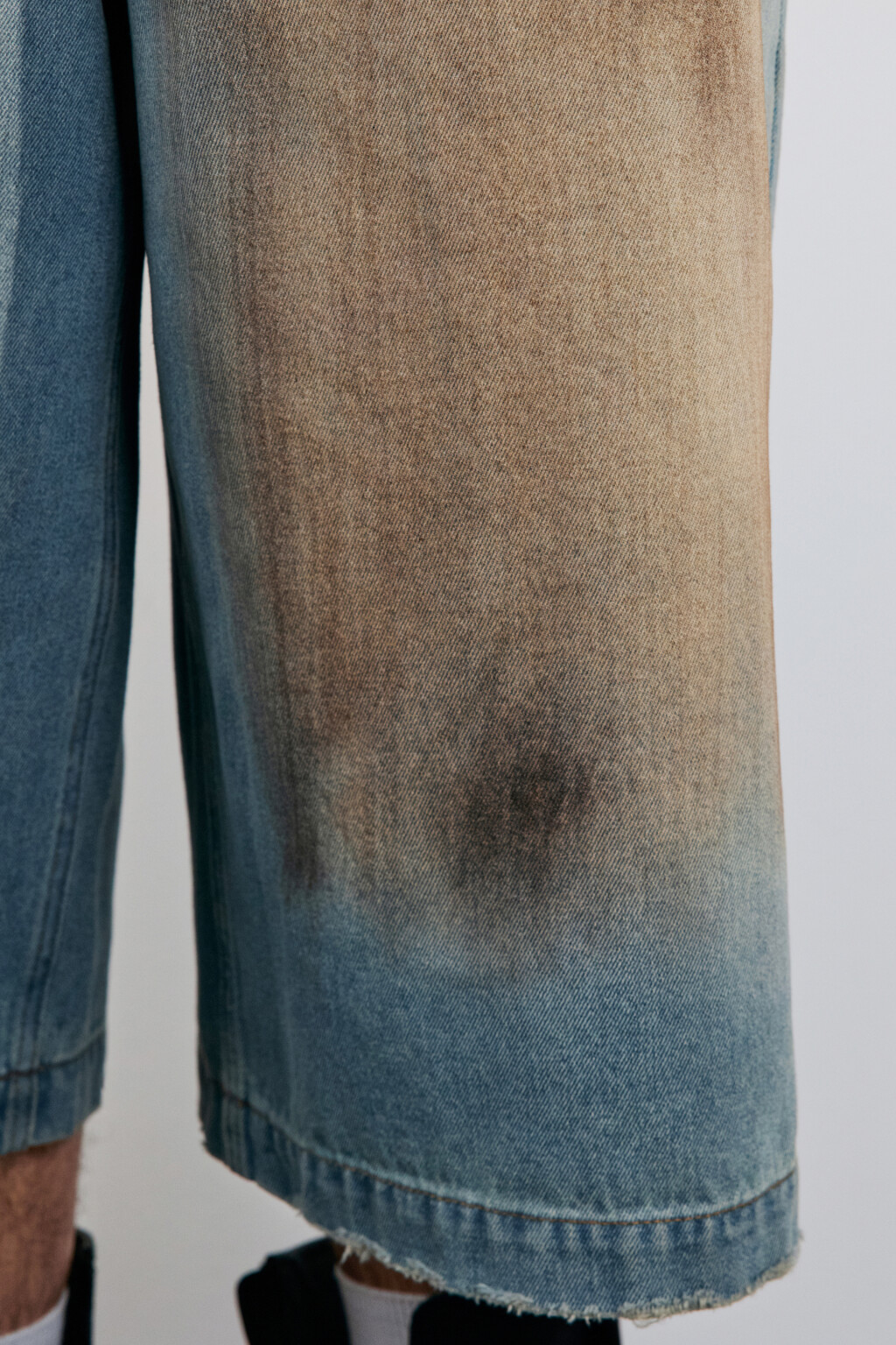 Джортсы широкие с эффектом dirty denim - цвет голубой - 6