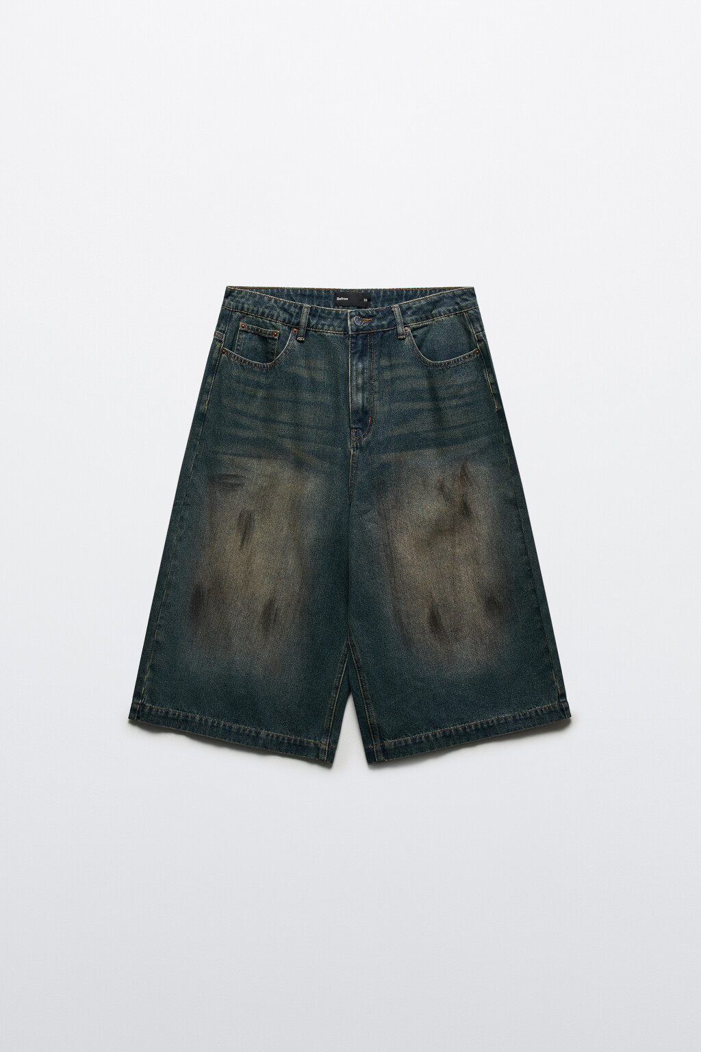 Джортсы широкие с эффектом dirty denim - цвет синий - 8