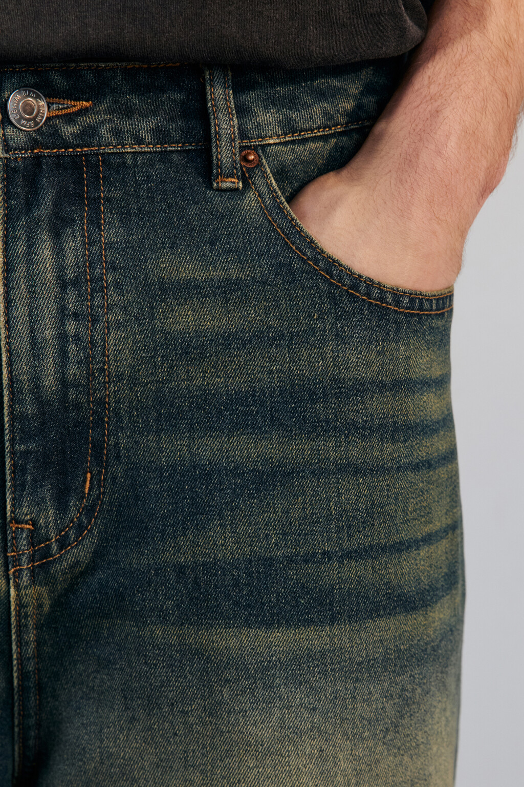 Джортсы широкие с эффектом dirty denim - цвет синий - 6