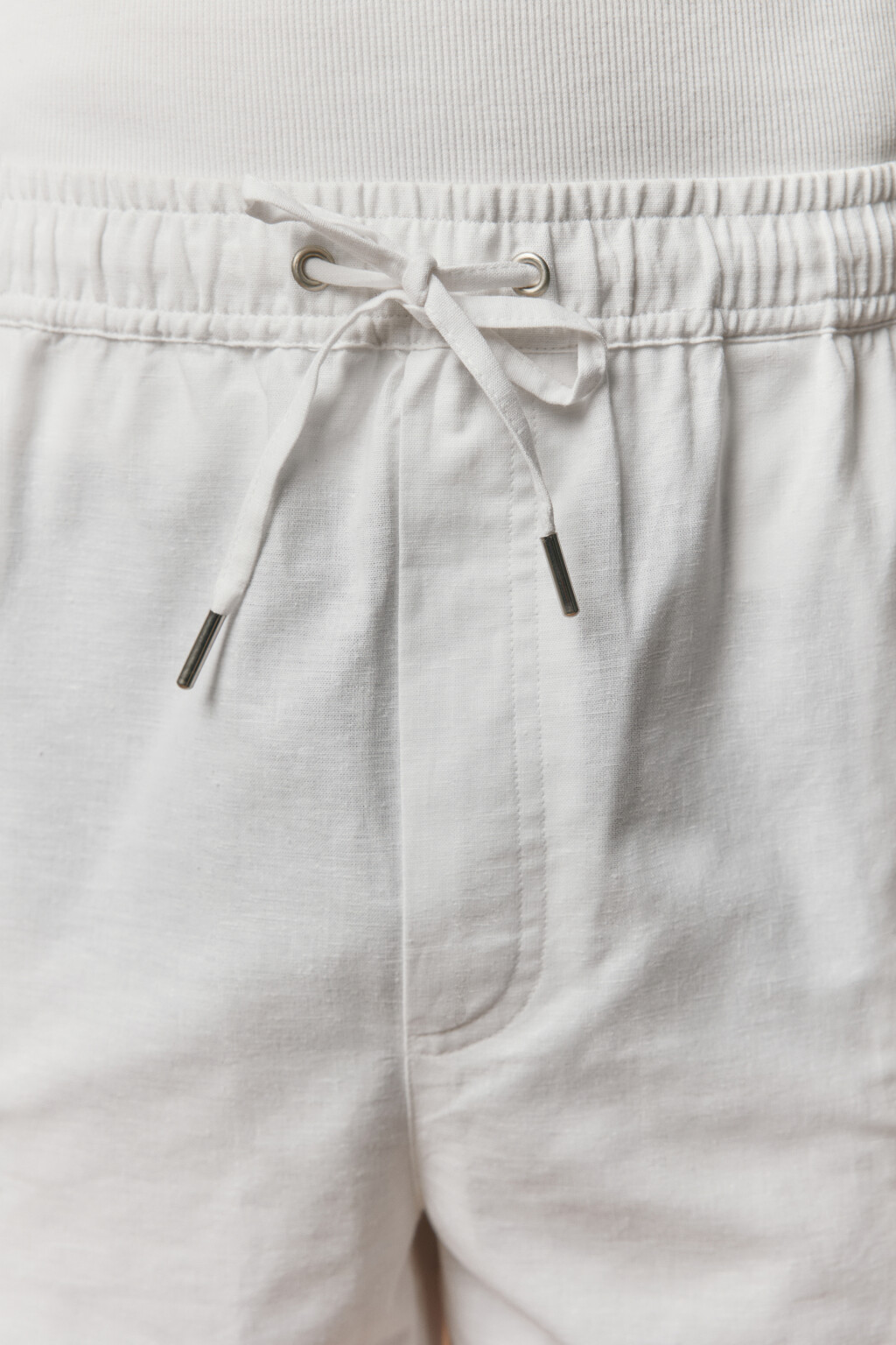 Шорты льняные с поясом на завязках - цвет белый - 6