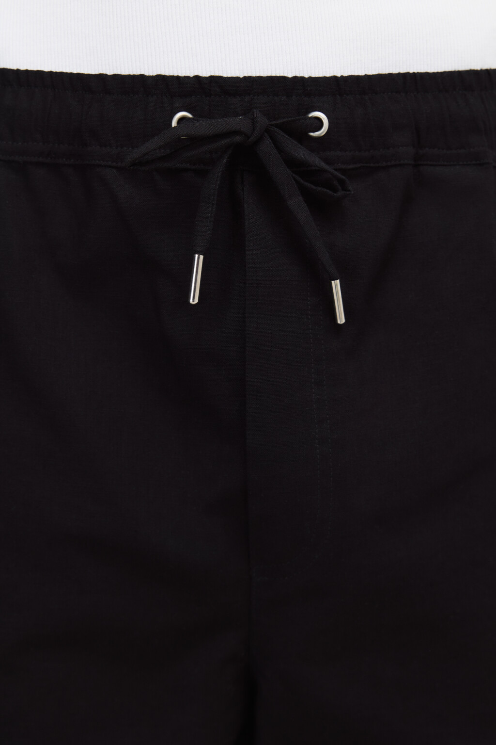 Шорты льняные с поясом на завязках - цвет черный - 5