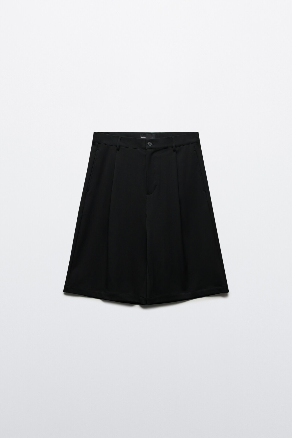 Шорты-бермуды костюмные со складками - цвет черный - 7