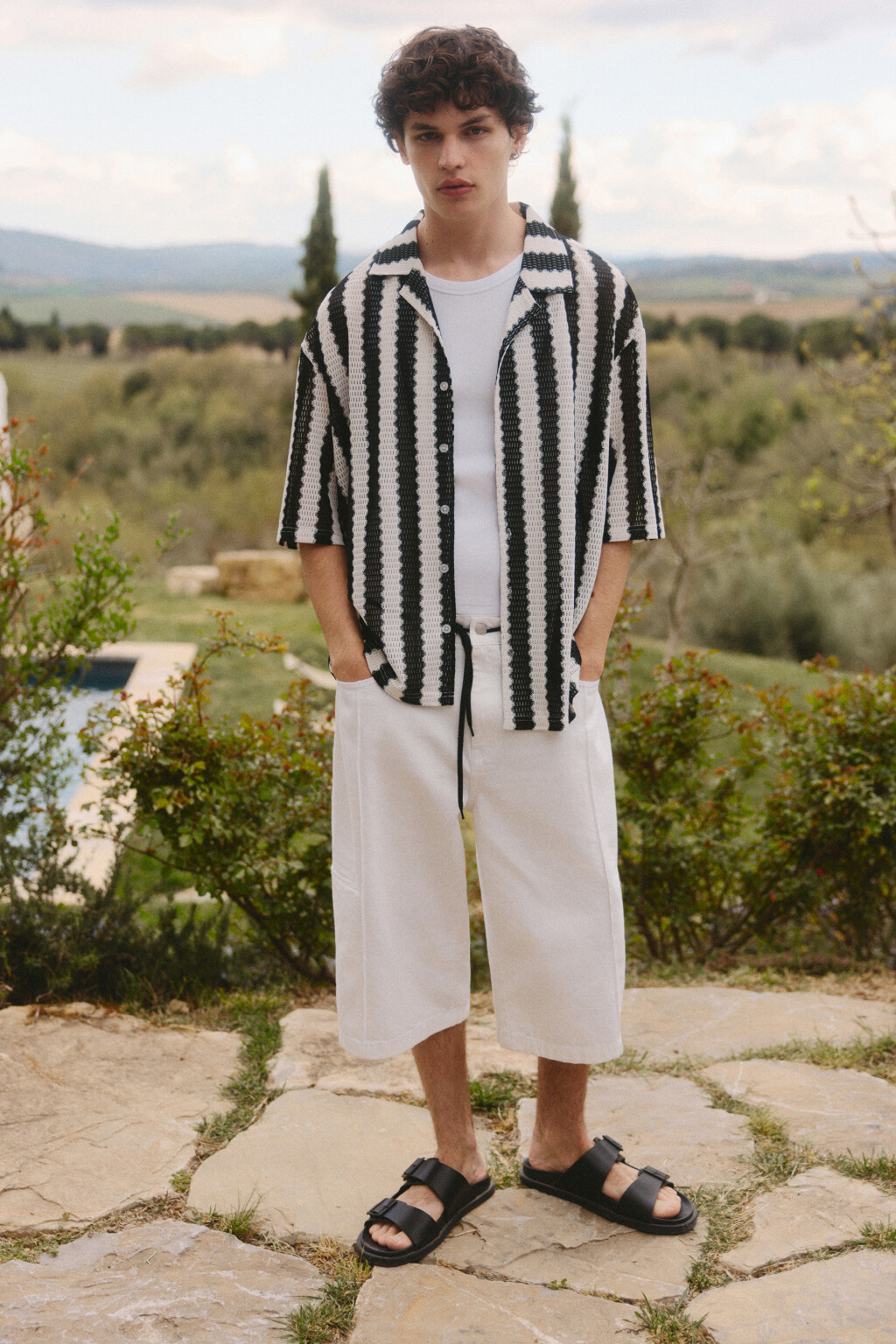 Шорты-бермуды джинсовые прямые - цвет белый - 7