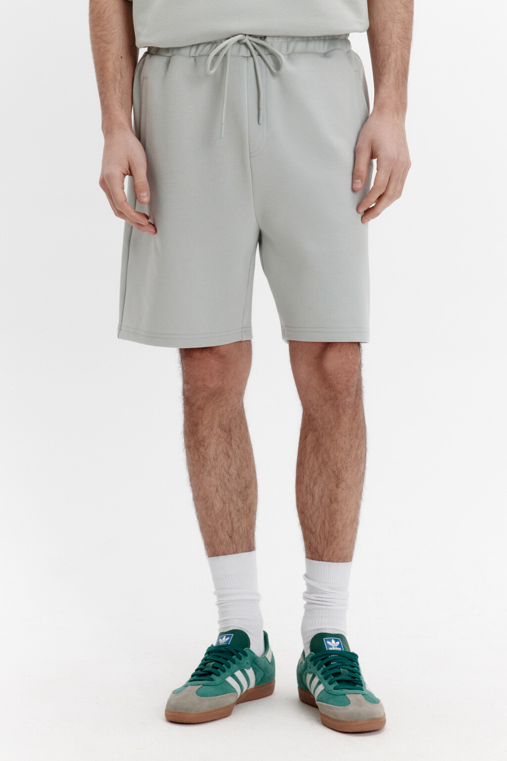 Шорты из футера с поясом на завязках - цвет зеленый - 2