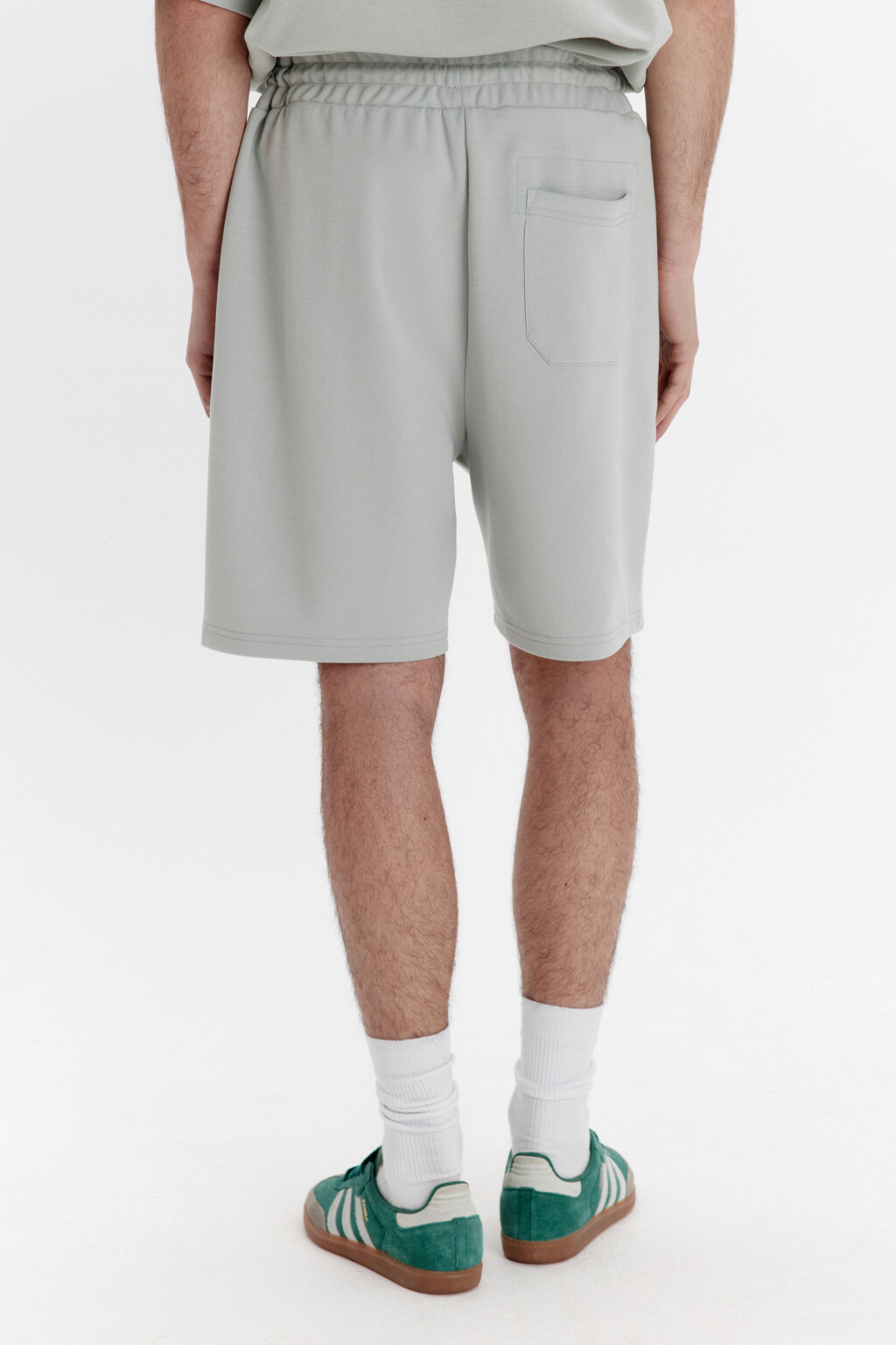 Шорты из футера с поясом на завязках - цвет зеленый - 3