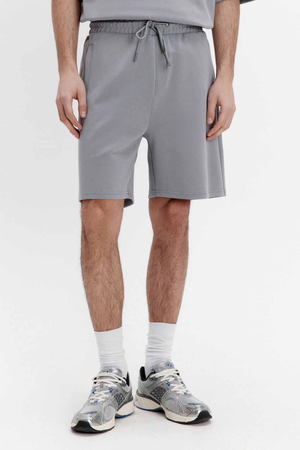 Шорты из футера с поясом на завязках - цвет серый - 2