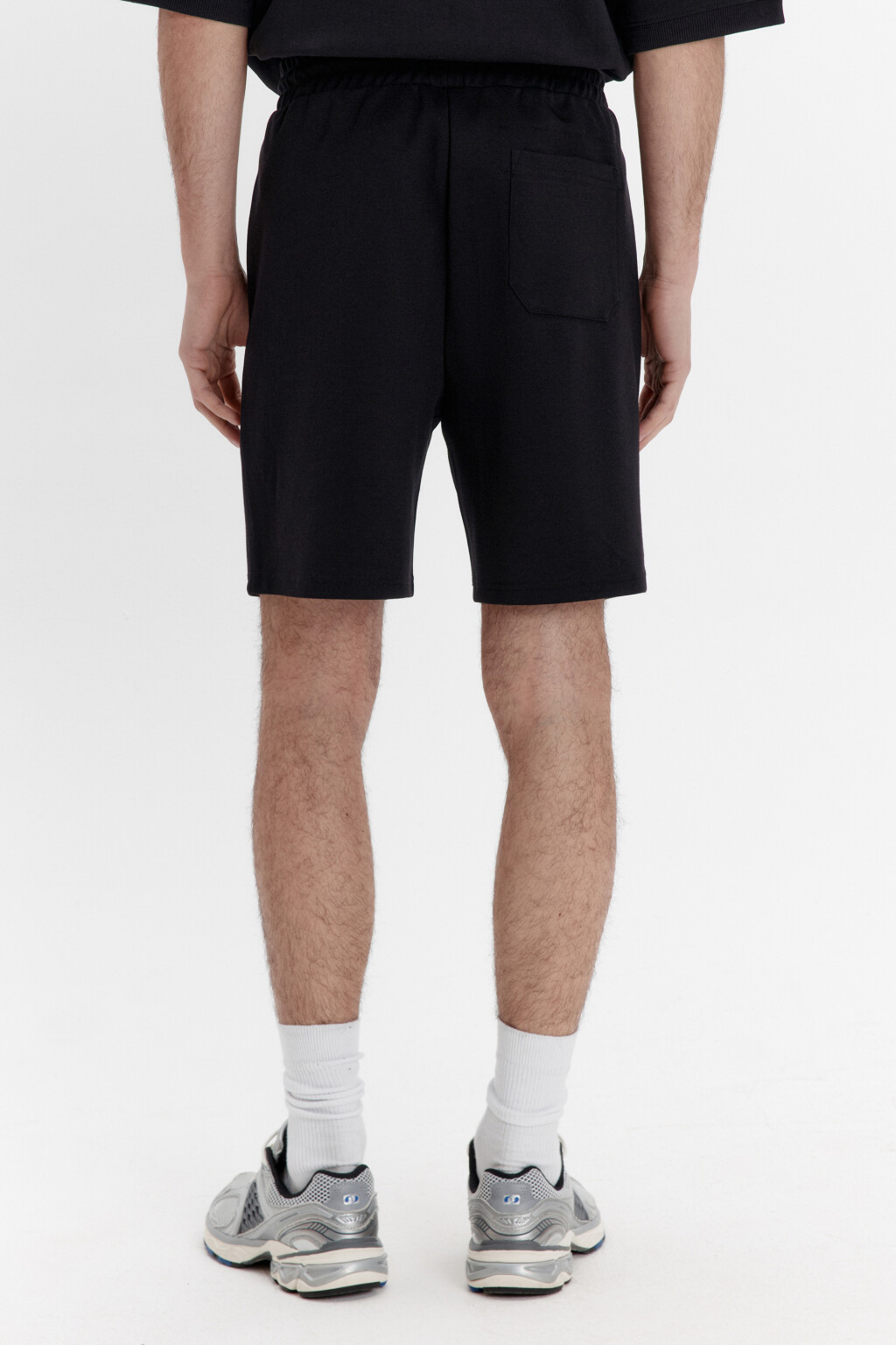 Шорты из футера с поясом на завязках - цвет черный - 3