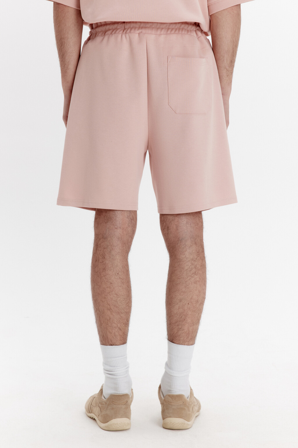 Шорты из футера с поясом на завязках - цвет розовый - 3