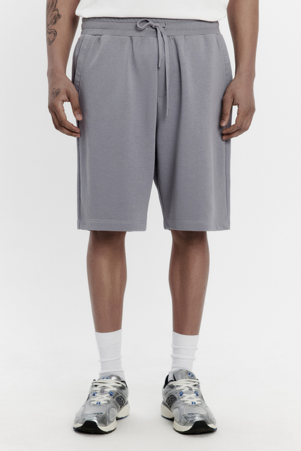 Шорты трикотажные из футера - цвет серый - 2