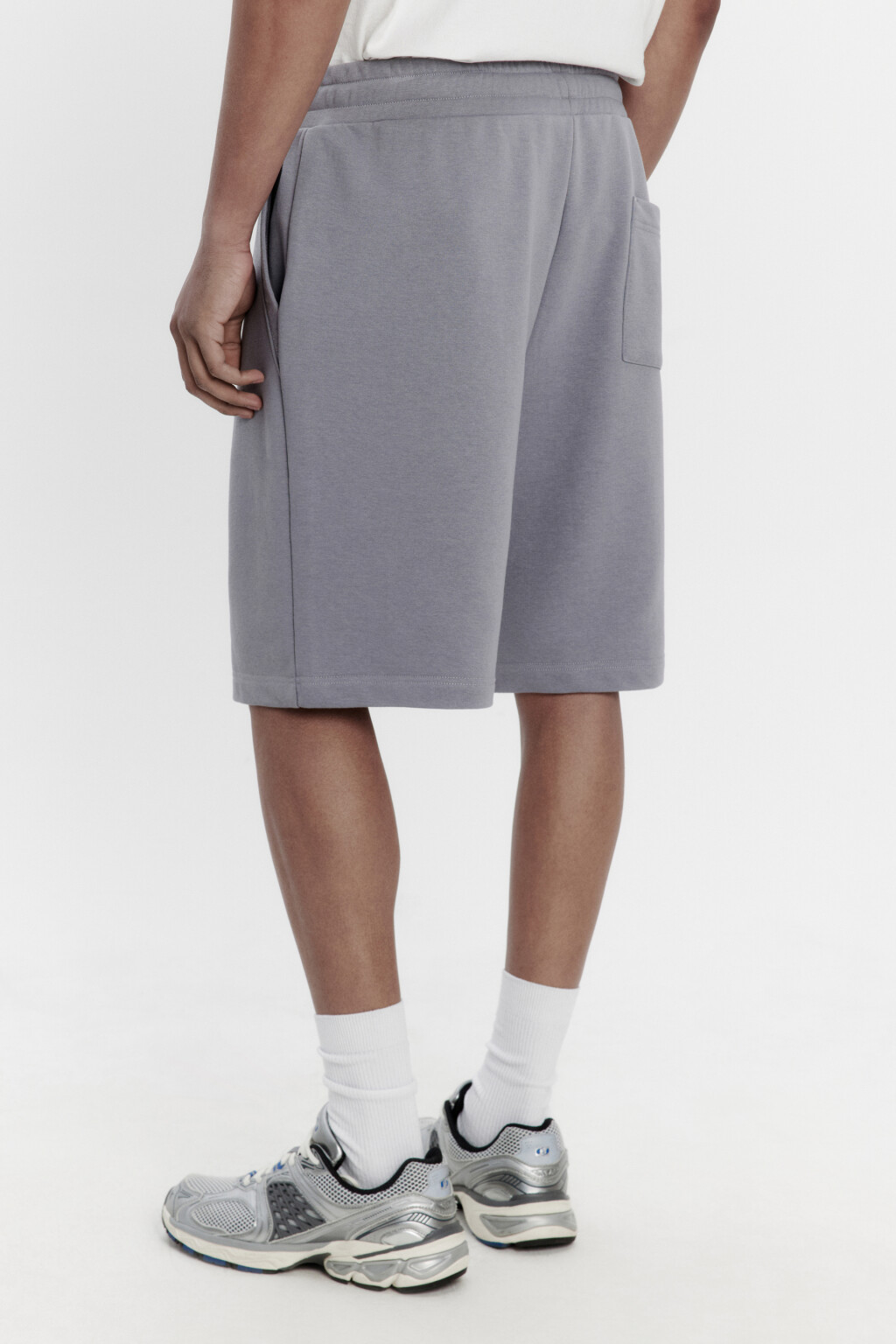 Шорты трикотажные из футера - цвет серый - 3