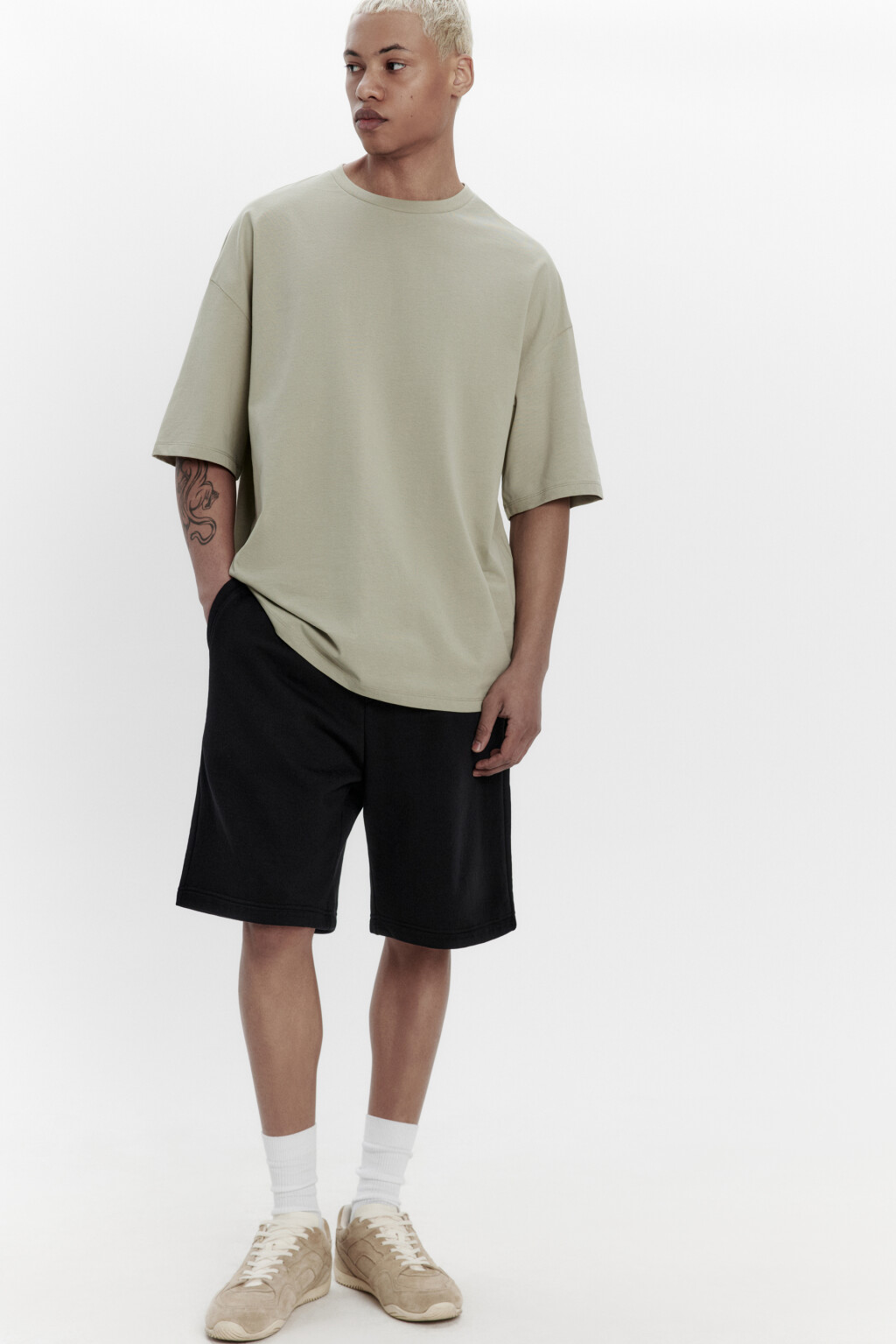 Шорты трикотажные из футера - цвет черный - 1