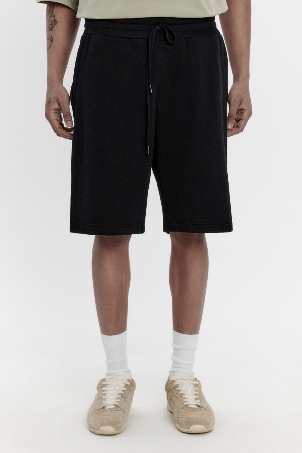 Шорты трикотажные из футера - цвет черный - 2
