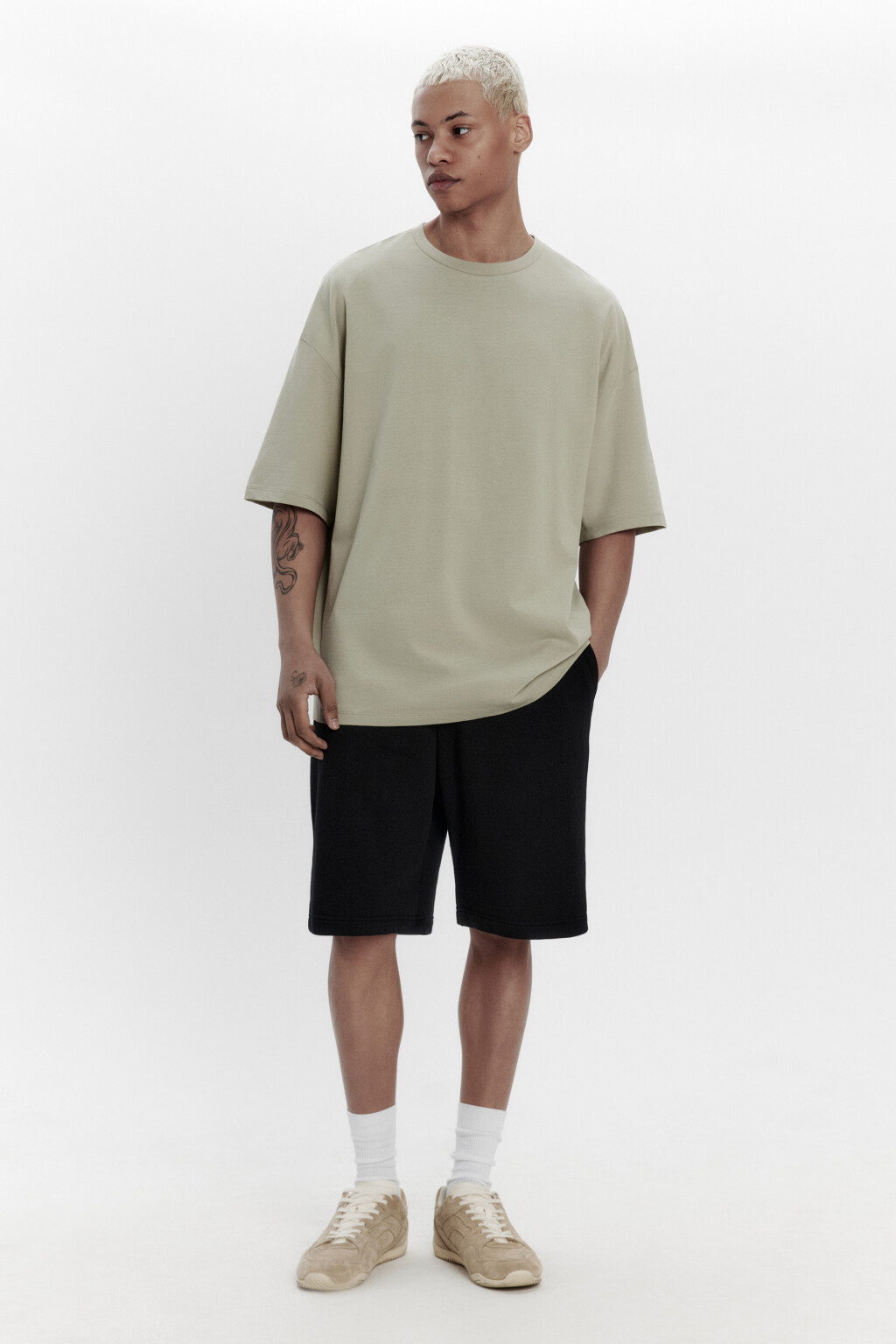 Шорты трикотажные из футера - цвет черный - 4