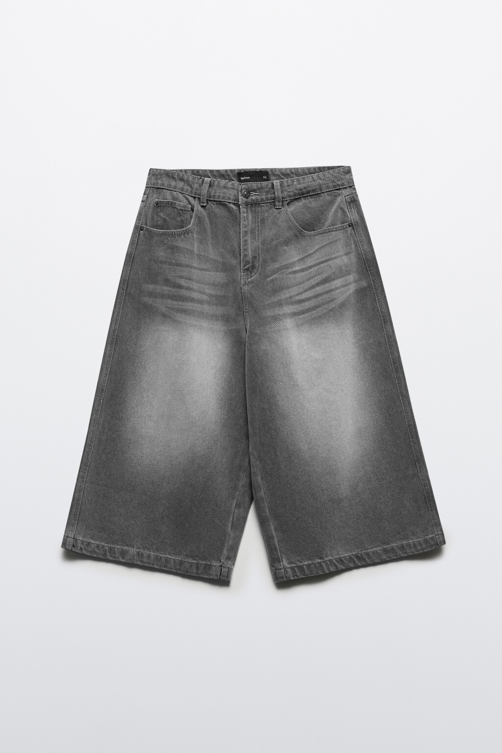 Шорты-бриджи джинсовые с вареным эффектом - цвет серый - 8