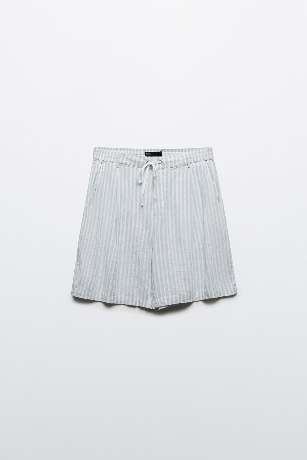 Шорты льняные с поясом на завязках - цвет голубой - 10