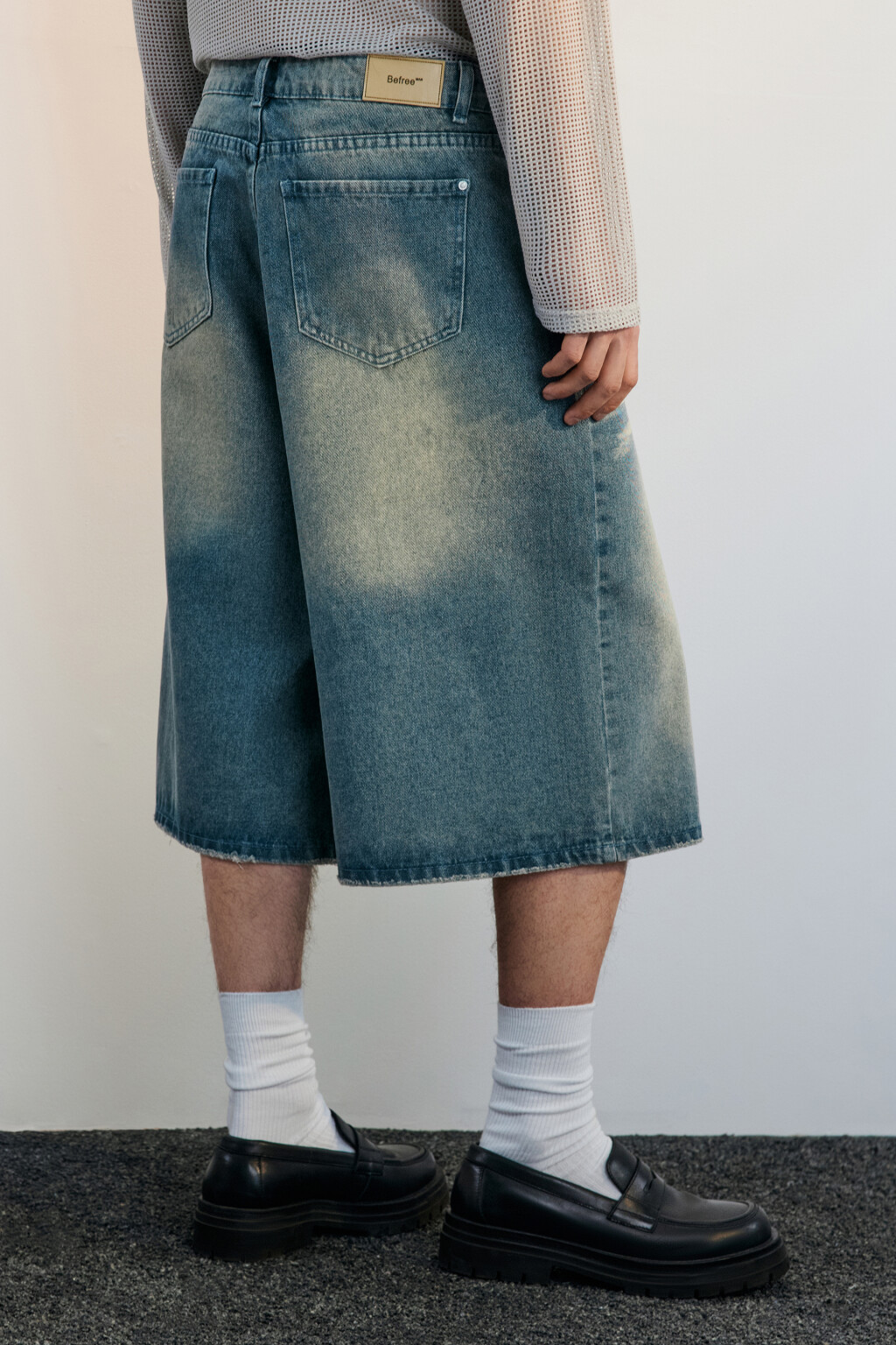 Джортсы широкие с вареным эффектом - цвет синий - 4