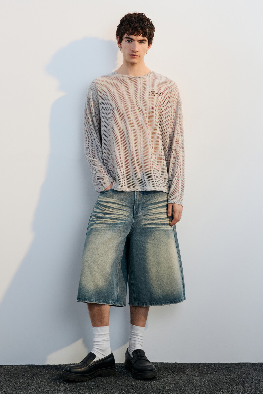 Джортсы широкие с вареным эффектом - цвет синий - 5