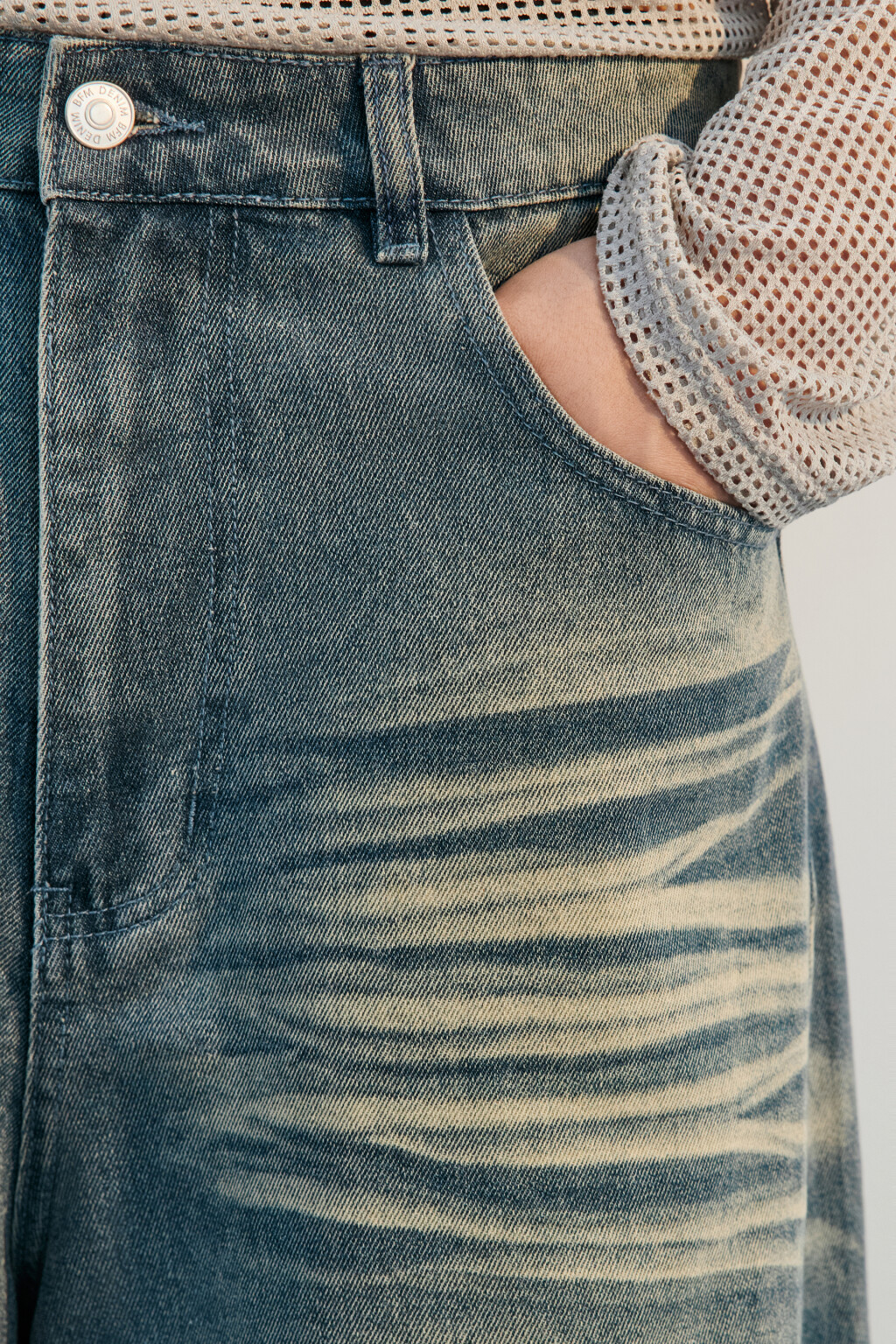 Джортсы широкие с вареным эффектом - цвет синий - 6