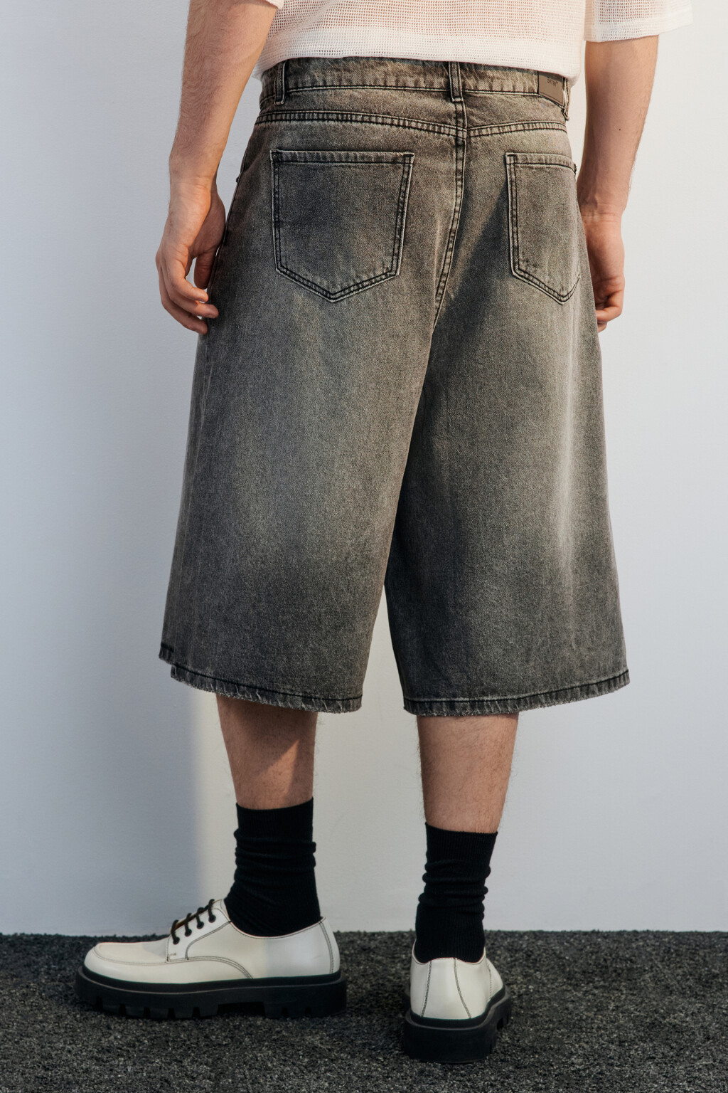 Джортсы широкие с вареным эффектом - цвет серый - 3