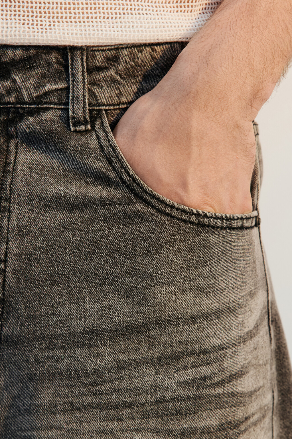 Джортсы широкие с вареным эффектом - цвет серый - 6