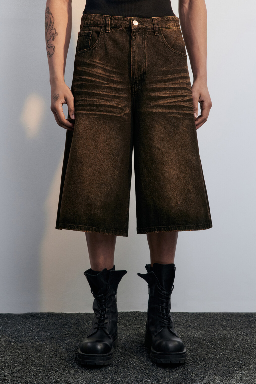 Джортсы широкие с вареным эффектом - цвет серый - 2