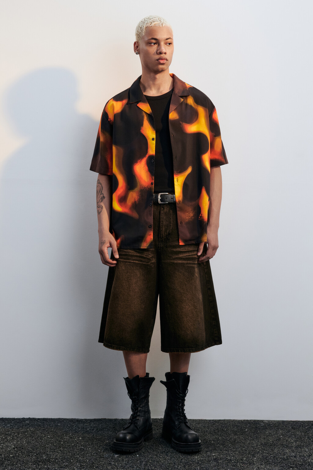 Джортсы широкие с вареным эффектом - цвет серый - 4