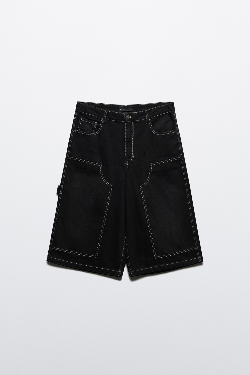 Шорты джинсовые с контрастной прострочкой - цвет черный - 8