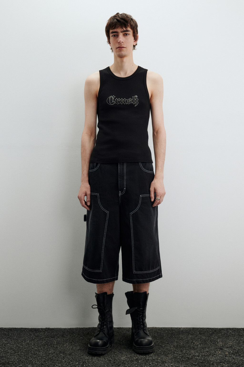 Шорты джинсовые с контрастной прострочкой - цвет черный - 5