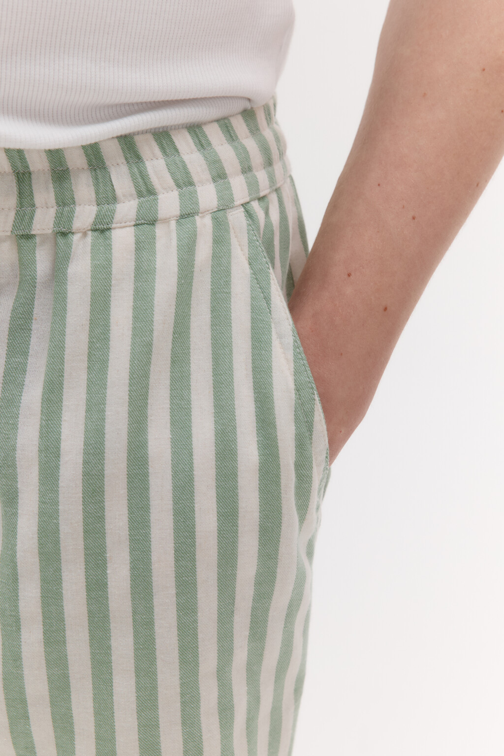 Шорты хлопковые в полоску - цвет зеленый - 6