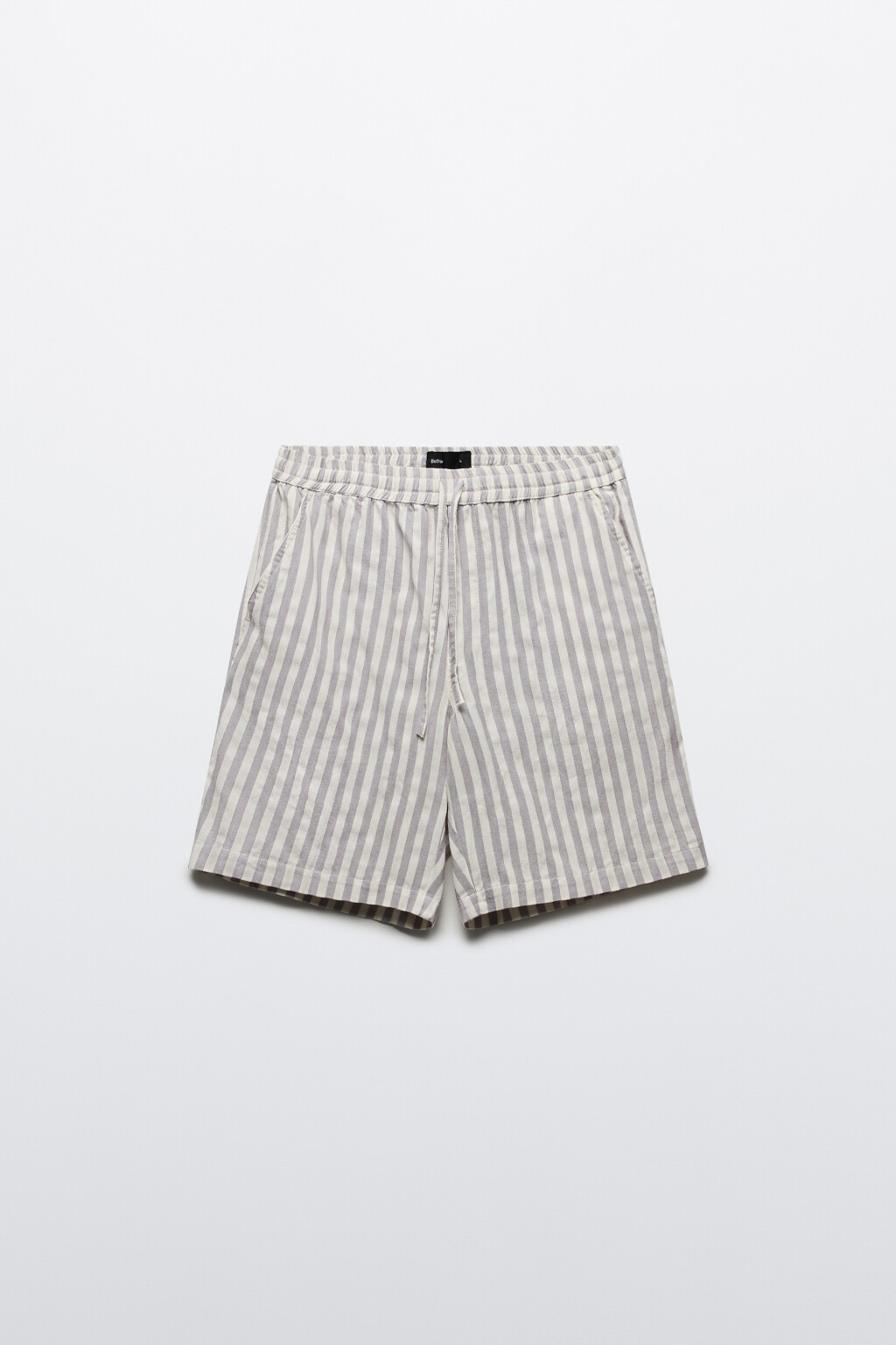 Шорты хлопковые в полоску - цвет серый - 8