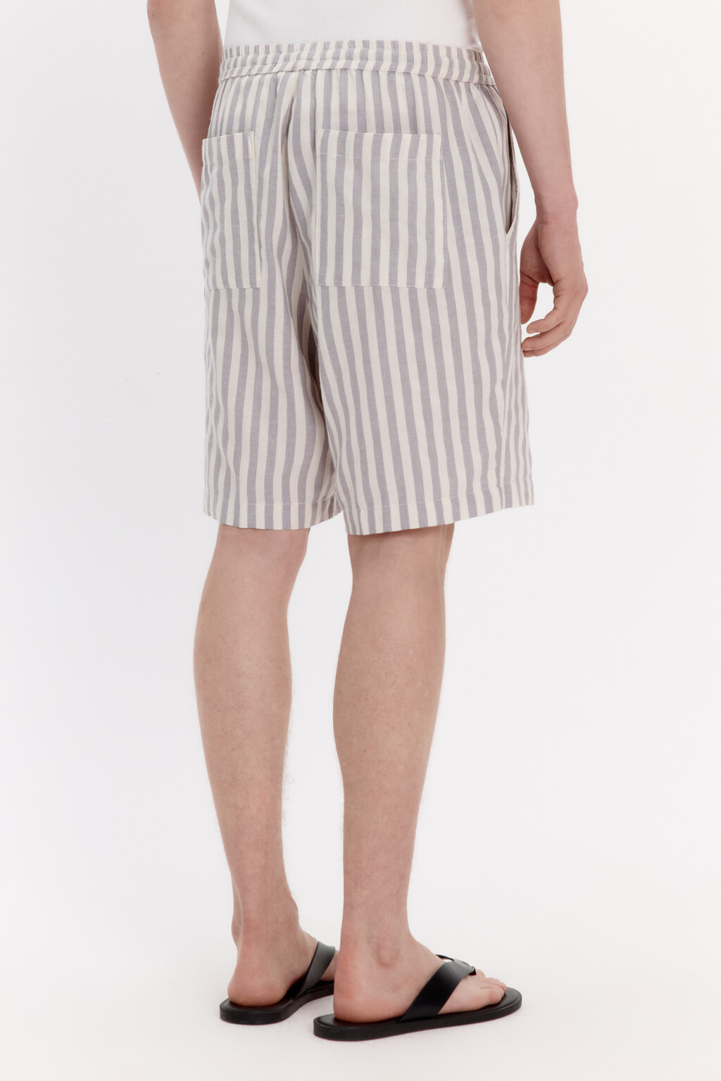 Шорты хлопковые в полоску - цвет серый - 4