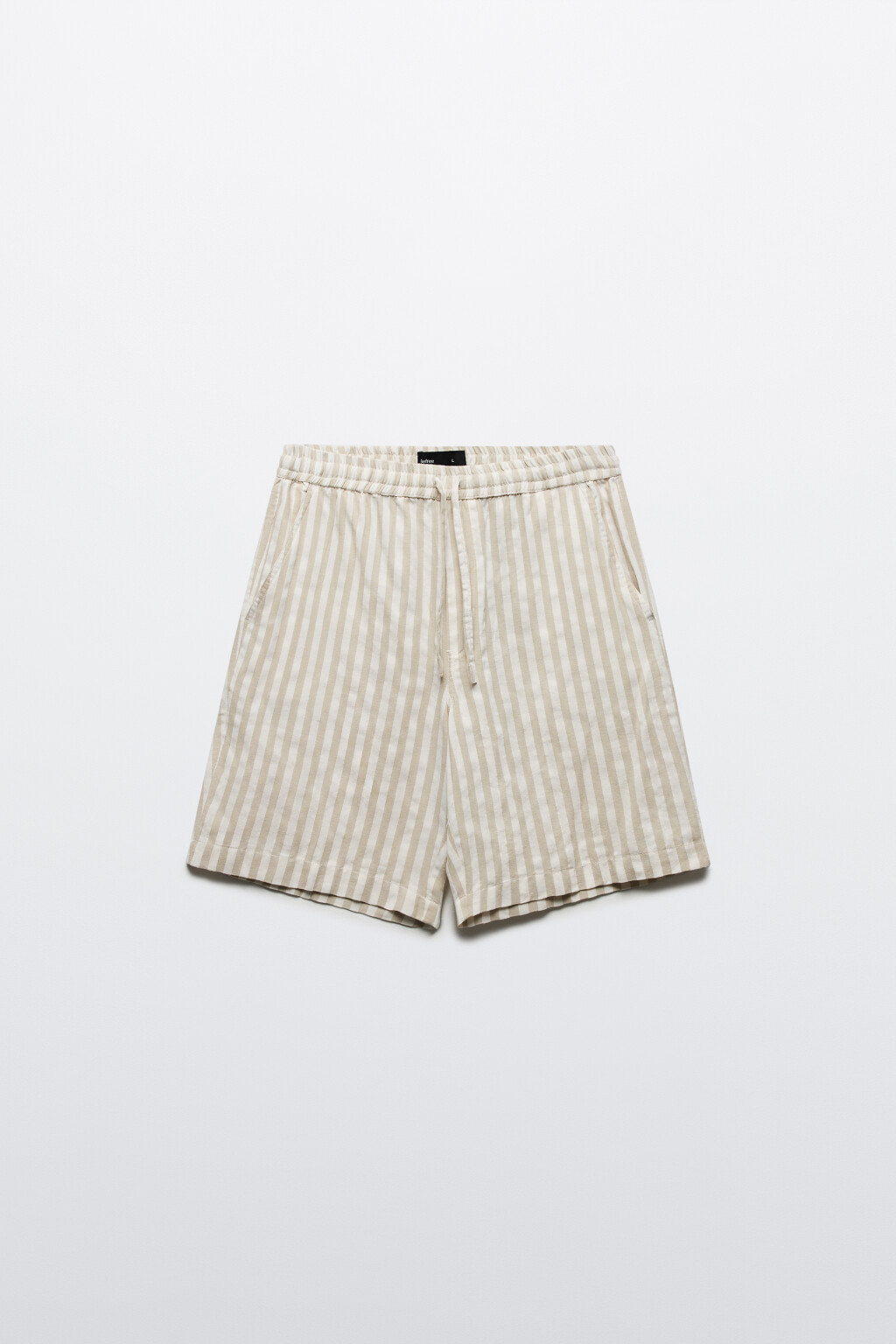 Шорты хлопковые в полоску - цвет бежевый - 7