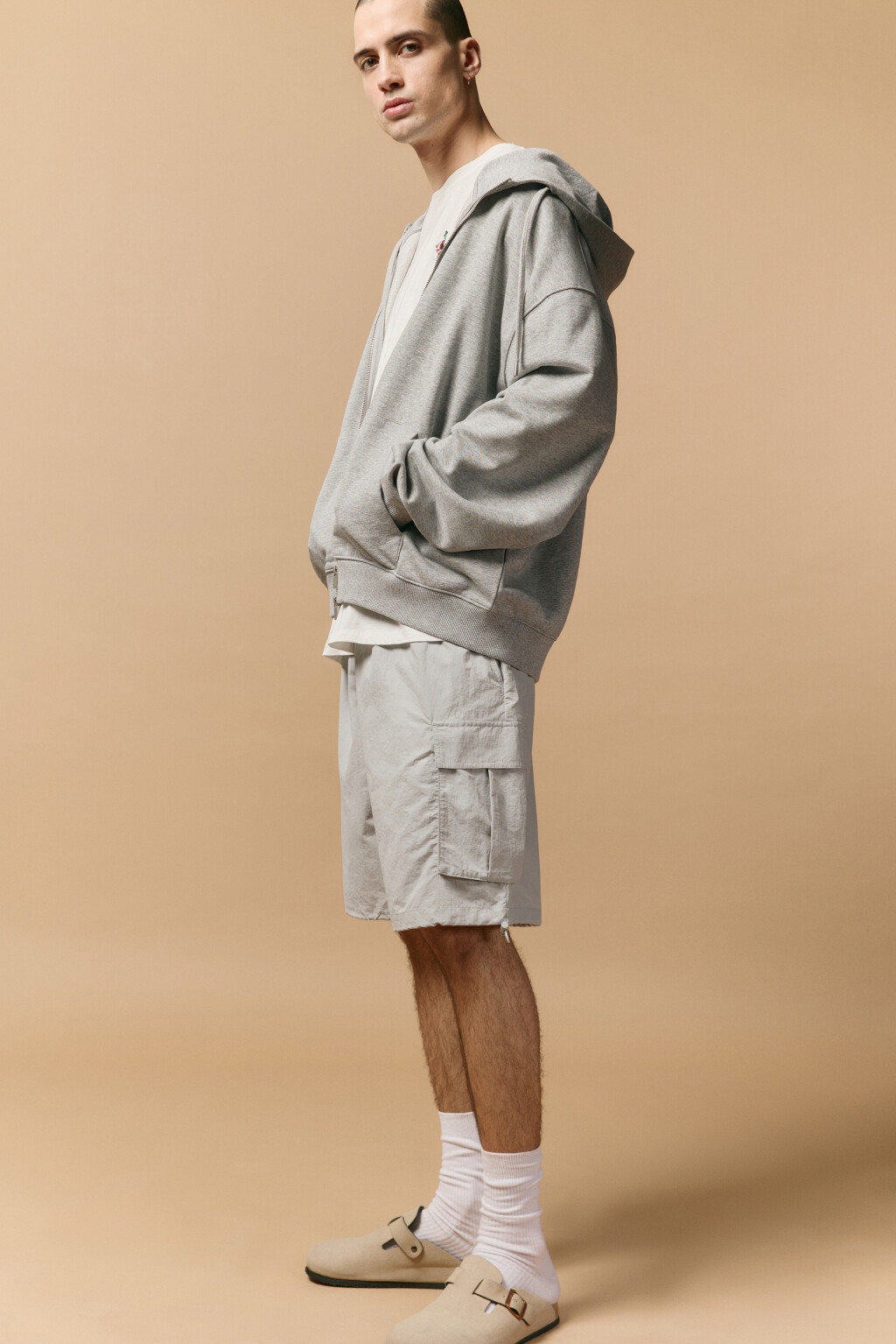 Шорты с накладными карманами - цвет серый - 1