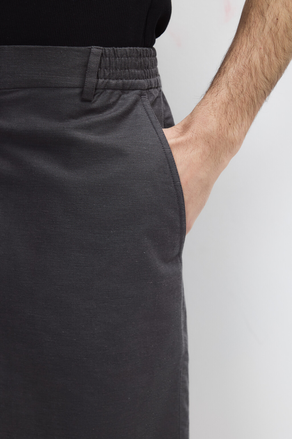 Шорты костюмные из льняной ткани - цвет серый - 7